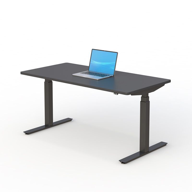 Electric Height Lift Sit and Stand Desk with 60 W x 30 D BlackFrame/Black Top