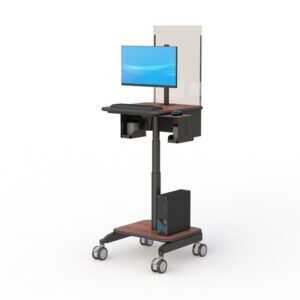 Mobile Computer Cart with Sneeze Guard