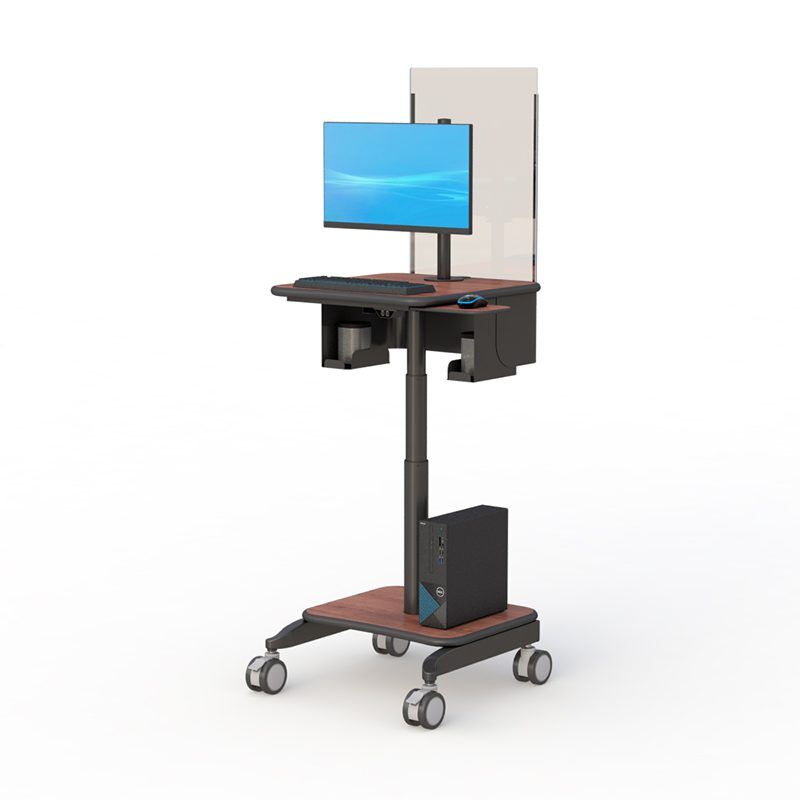 Mobile Computer Cart with Sneeze Guard