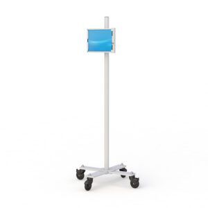 Ergoville's tablet cart enables efficient remote data entry, featuring a lightweight design for COVID-19 quarantine.
