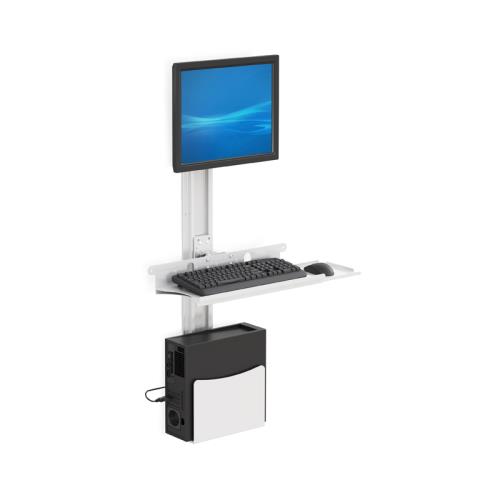 Wall-mounted workstation track by Ergoville, designed to enhance workspace organization and ergonomic efficiency.