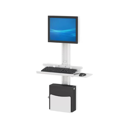 The wall-mounted computer workstation track from Ergoville is crafted for optimal space efficiency and ergonomic support.