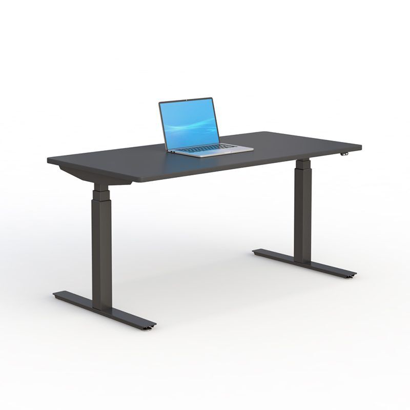 Electric Height Lift Sit and Stand Desk with 60 W x 30 D BlackFrame/Black Top - Image 3