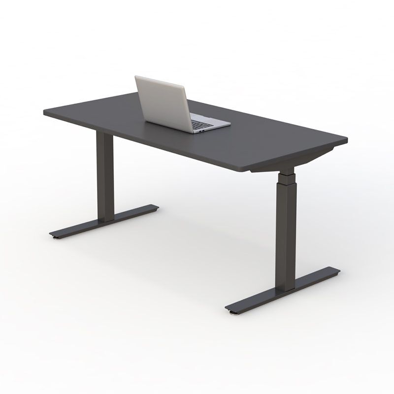 Electric Height Lift Sit and Stand Desk with 60 W x 30 D BlackFrame/Black Top - Image 2