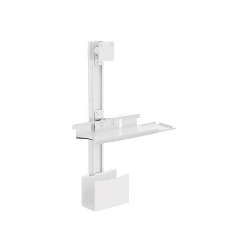 Ergoville's wall-mounted track for computer workstations, facilitating efficient use of space and ergonomic design.