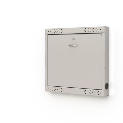 Ergoville offers a wall-mounted laptop security locker, delivering a dependable solution for protecting devices in public locations.