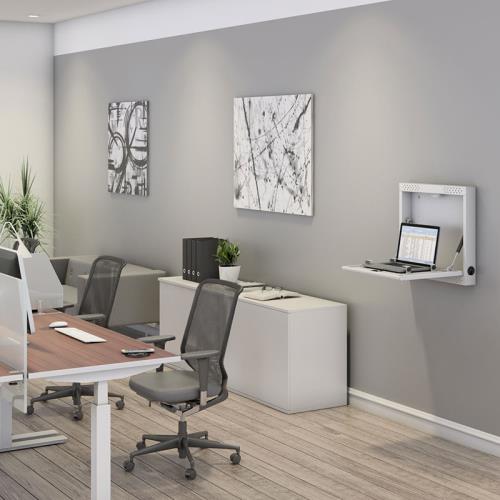 The wall-mounted laptop security locker by Ergoville offers a safe storage solution for devices in communal environments