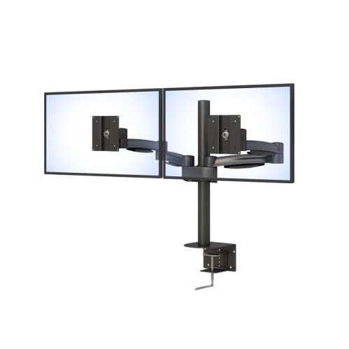 Ergoville's double-arm LCD monitor stand offers adjustable positioning for enhanced comfort and productivity in any workspace.