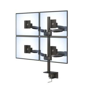 Ergoville's Four Arm LCD Monitor Stand offers adjustable arms for multiple monitors, promoting an organized and ergonomic setup.