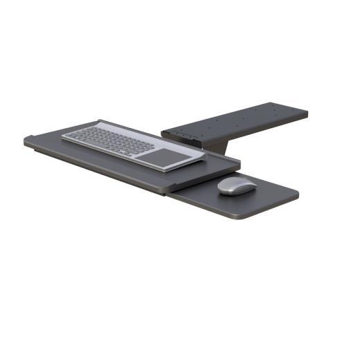 Side profile view of the space-saving under-desk Keyboard and Mouse Tray.