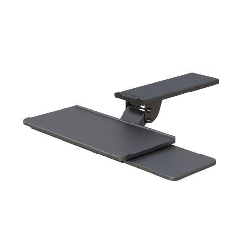 Adjustable height and tilt settings on an ergonomic Keyboard and Mouse Tray.