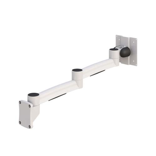 Fully installed Tablet Frame Holder Arm in office or kiosk setup with tablet