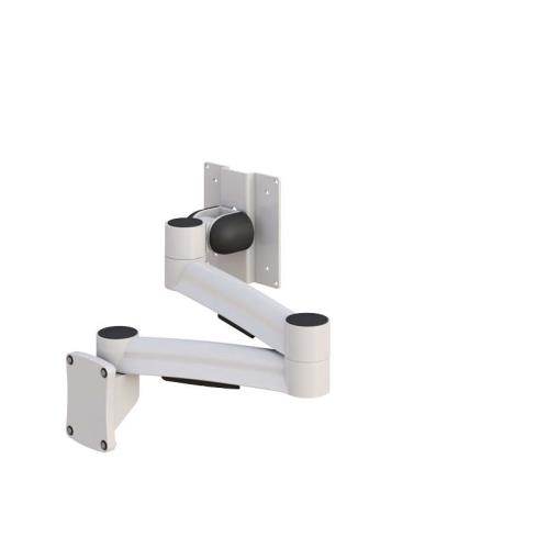 Wall-mounted tablet frame holder arm by Ergoville, designed for secure and adjustable tablet positioning.