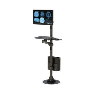 A versatile pole-mounted computer station from Ergoville, encouraging ergonomic comfort in multiple workspaces.