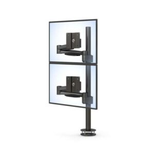 Ergoville's dual monitor arm desk mount enhances workspace ergonomics, allowing for flexible screen positioning and organization.