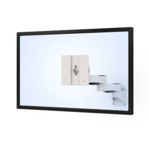 Wall Mount Swing Monitor Arm with dual-link extension holding a flat screen monitor