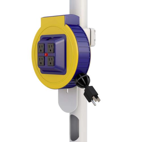 A Pole Stand Computer Mounting Workstation by Ergoville, designed for ergonomic workspace organization and efficiency.