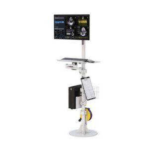 Ergoville's Pole Stand Computer Mounting Workstation enhances workspace ergonomics and facilitates optimal computer placement.