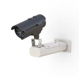 Adjustable Wall Mounted Camera Holder with security camera installed on brick exterior.
