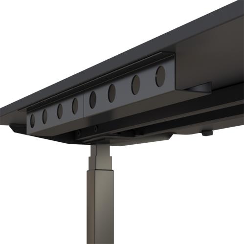 Desk Cable Management Tray holding power strips and charging cords
