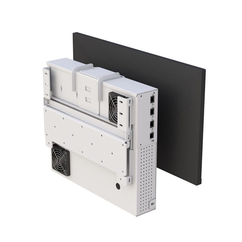 Closeup of CPU holder enclosure locking mechanism and secure attachment points