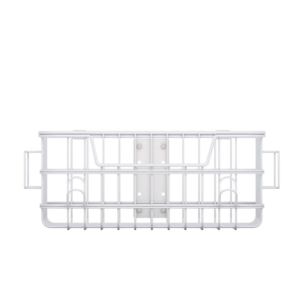 Angled view of Wire Basket with Cable Wraps showing open mesh design