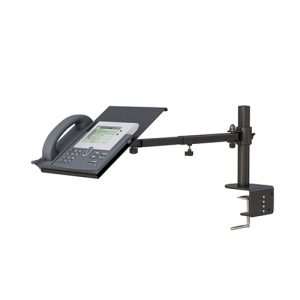 Attachable Telephone Holder mounted on desk edge for ergonomic phone placement