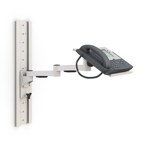 Fully mounted Adjustable Telephone Wall Track supporting telephone for easy access