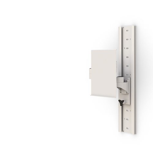 Side profile of Adjustable Telephone Wall Track showing phone holder and track mount