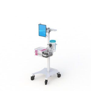 Medical lightweight cart with tablet holder, designed for easy mobility and efficient use in healthcare settings.