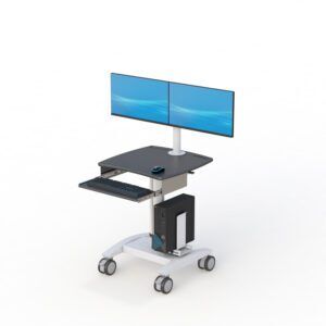 Height-adjustable PC Cart with CPU holder and ergonomic mobile workstation design